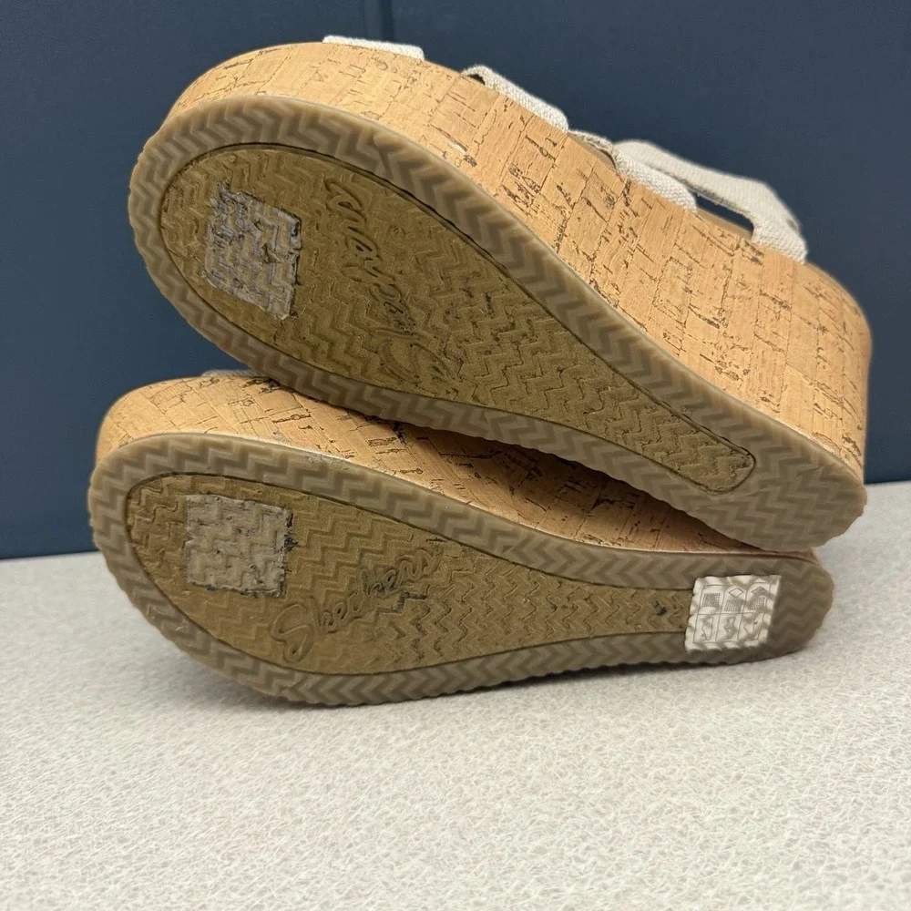Women's Skechers Cali Brit Natural Platform Wedge Sandals Zip Closure US Sz 6 - Picture 9 of 10